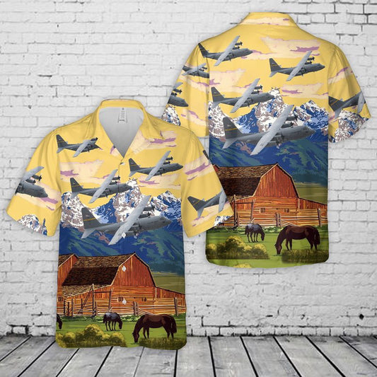 US Air Force Hawaiian Shirt, US Air Force Wyoming 153d Airlift Wing C-130H Hercules Hawaiian Shirt