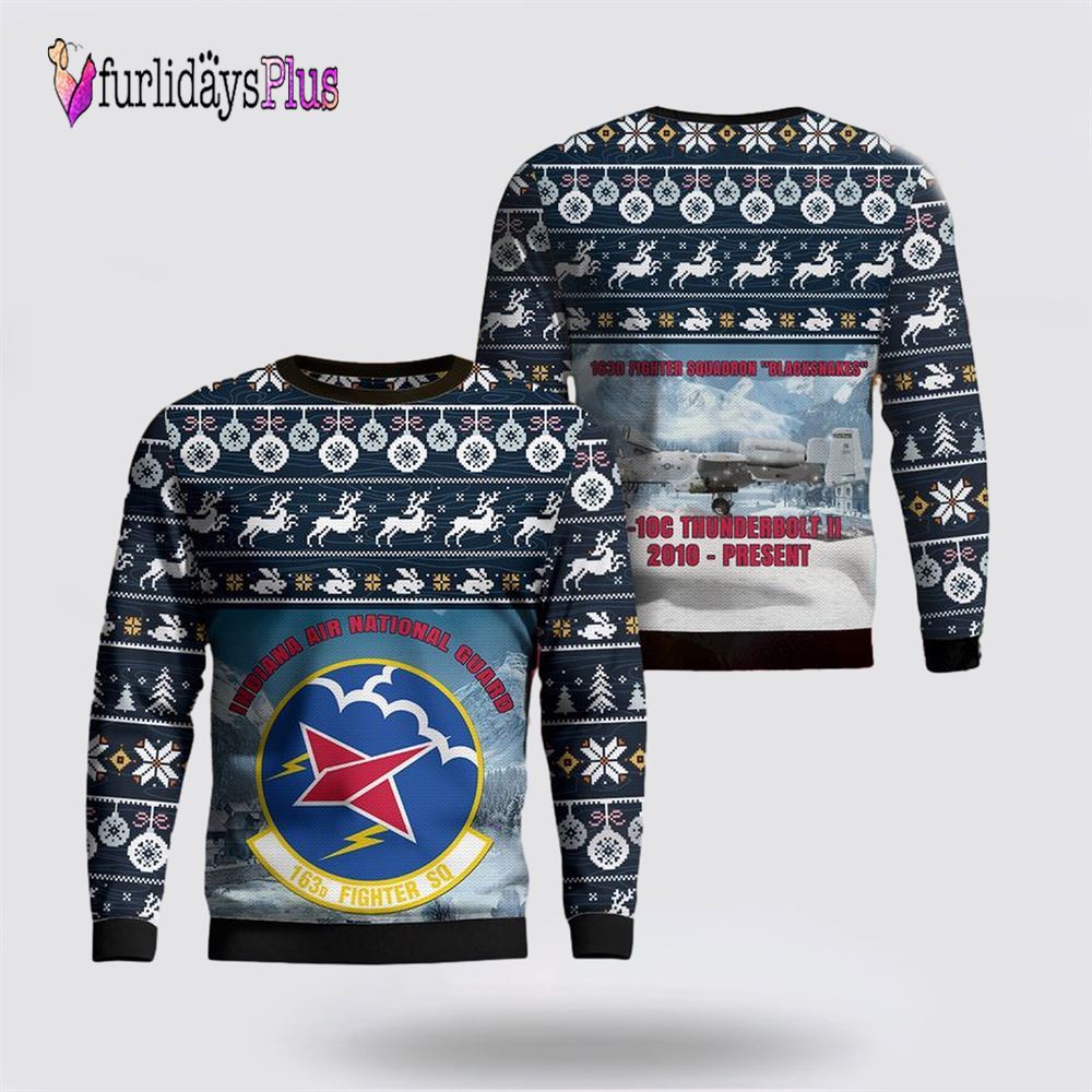 US Air Force Indiana Air National Guard 122d Fighter Wing AOP Ugly Sweater 3D, Christmas Gift For Military Personnel