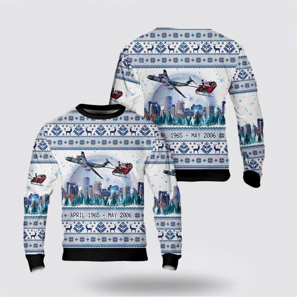 US Air Force Lockheed C-141 Starlifter Christmas Sweater, Sweater For Military Personnel
