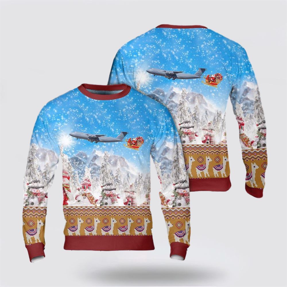 US Air Force Lockheed C-5 Galaxy Christmas AOP Sweater, Sweater For Military Personnel