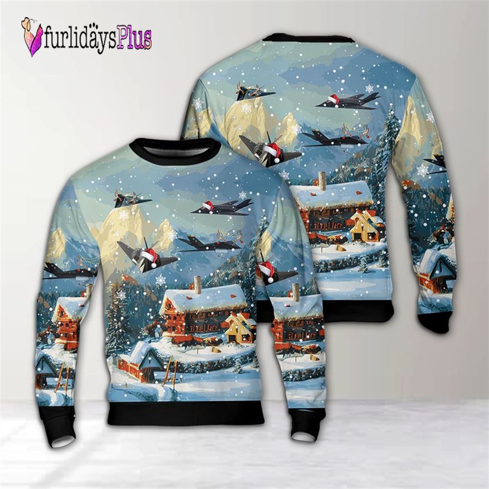 US Air Force Lockheed F 117 Nighthawk Christmas AOP Sweater