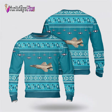 US Air Force Lockheed Martin F-35 Lightning II Christmas AOP Swe, Christmas Gift For Military Personnel