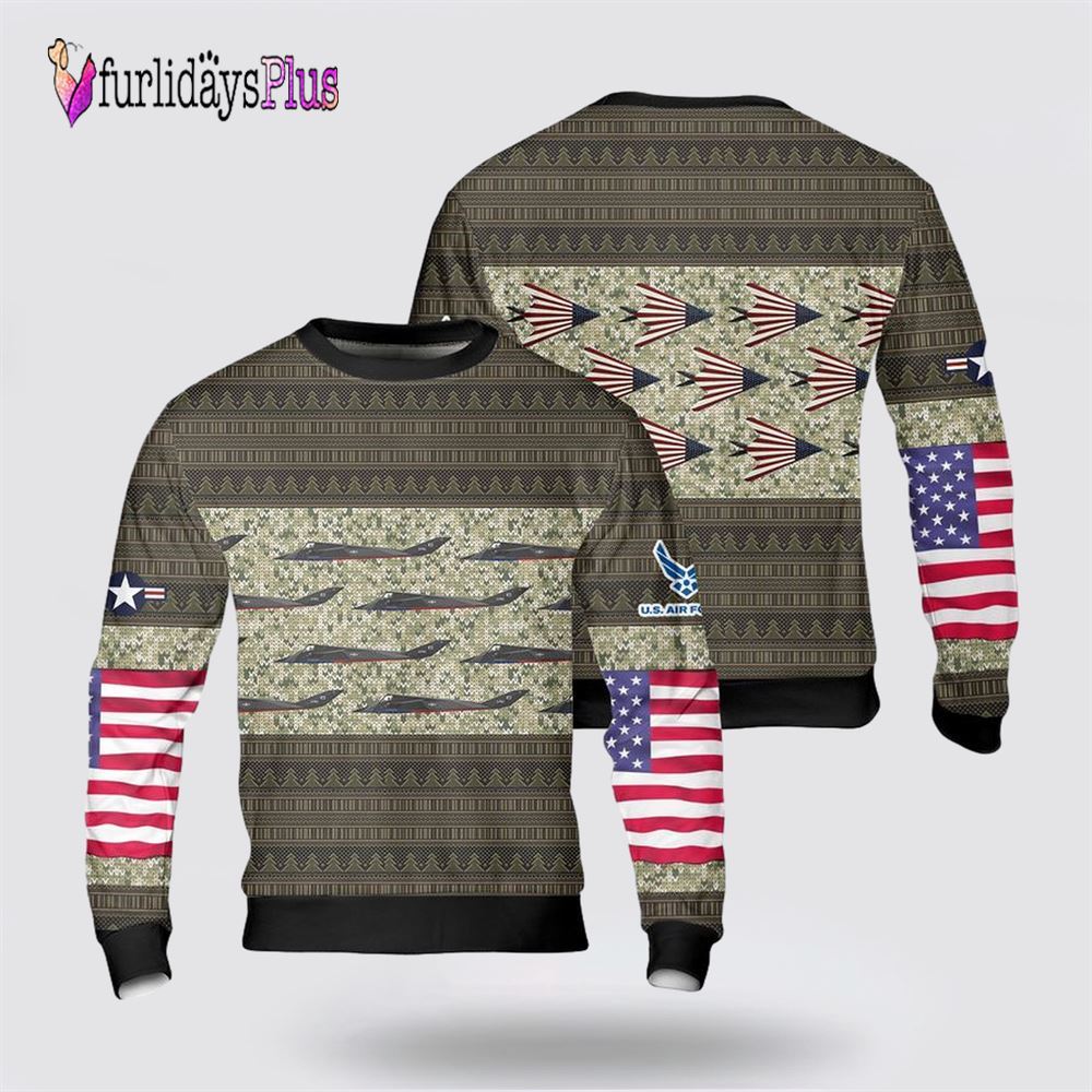 US Air Force Lockheed YF-117A Nighthawk US Flag Paint Scheme Sweater 3D, Christmas Gift For Military Personnel