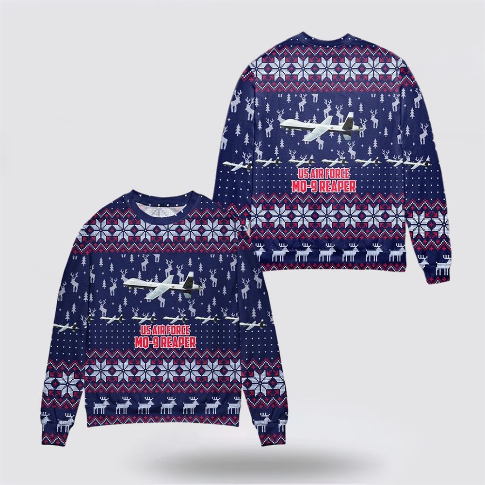 US Air Force MQ-9A Reaper Sweater 3D, Sweater For Military Personnel