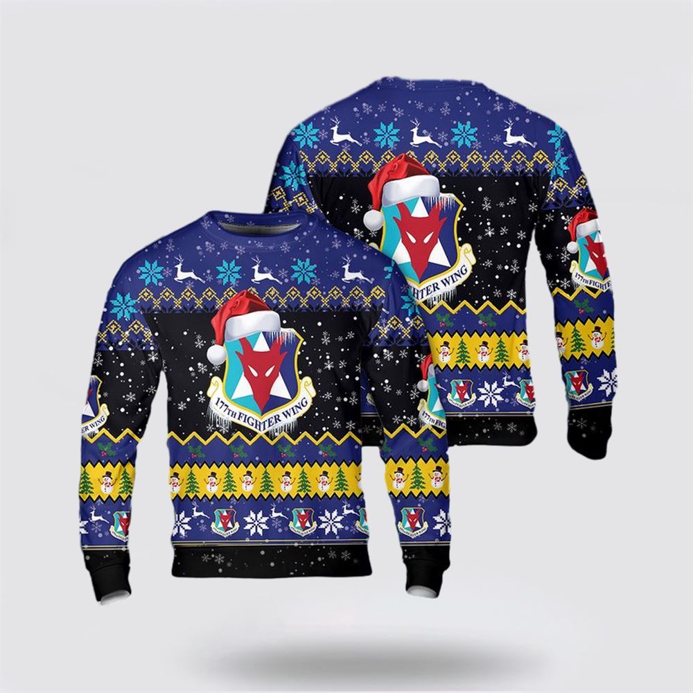 US Air Force New Jersey Air National Guard, 177th Fighter Wing  Christmas  Sweater 3D, Sweater For Military Personnel