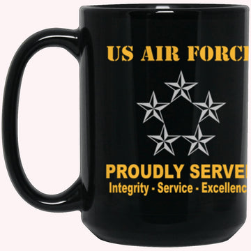 US Air Force O-10 General of the Air Force GAF O10 General Officer Ranks Proudly Served Core Values Black Mug