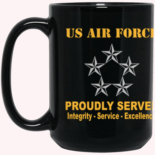 US Air Force O-10 General of the Air Force GAF O10 General Officer Ranks Proudly Served Core Values Black Mug