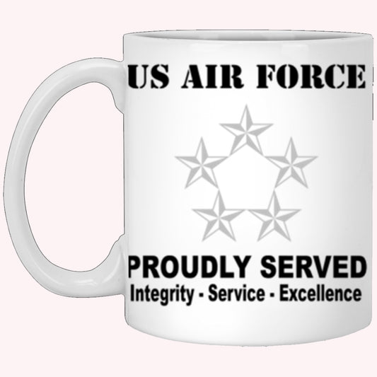 US Air Force O-10 General of the Air Force GAF O10 General Officer Ranks Proudly Served Core Values White Mug