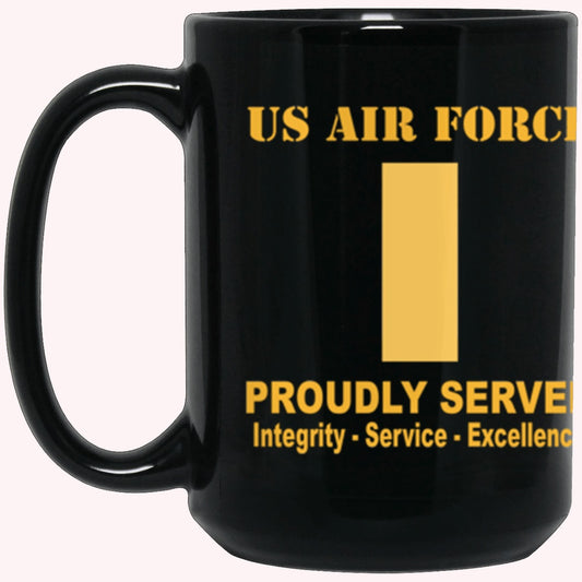 US Air Force O-1 Second Lieutenant 2d Lt O1 Commissioned Officer Ranks Proudly Served Core Values Black Mug