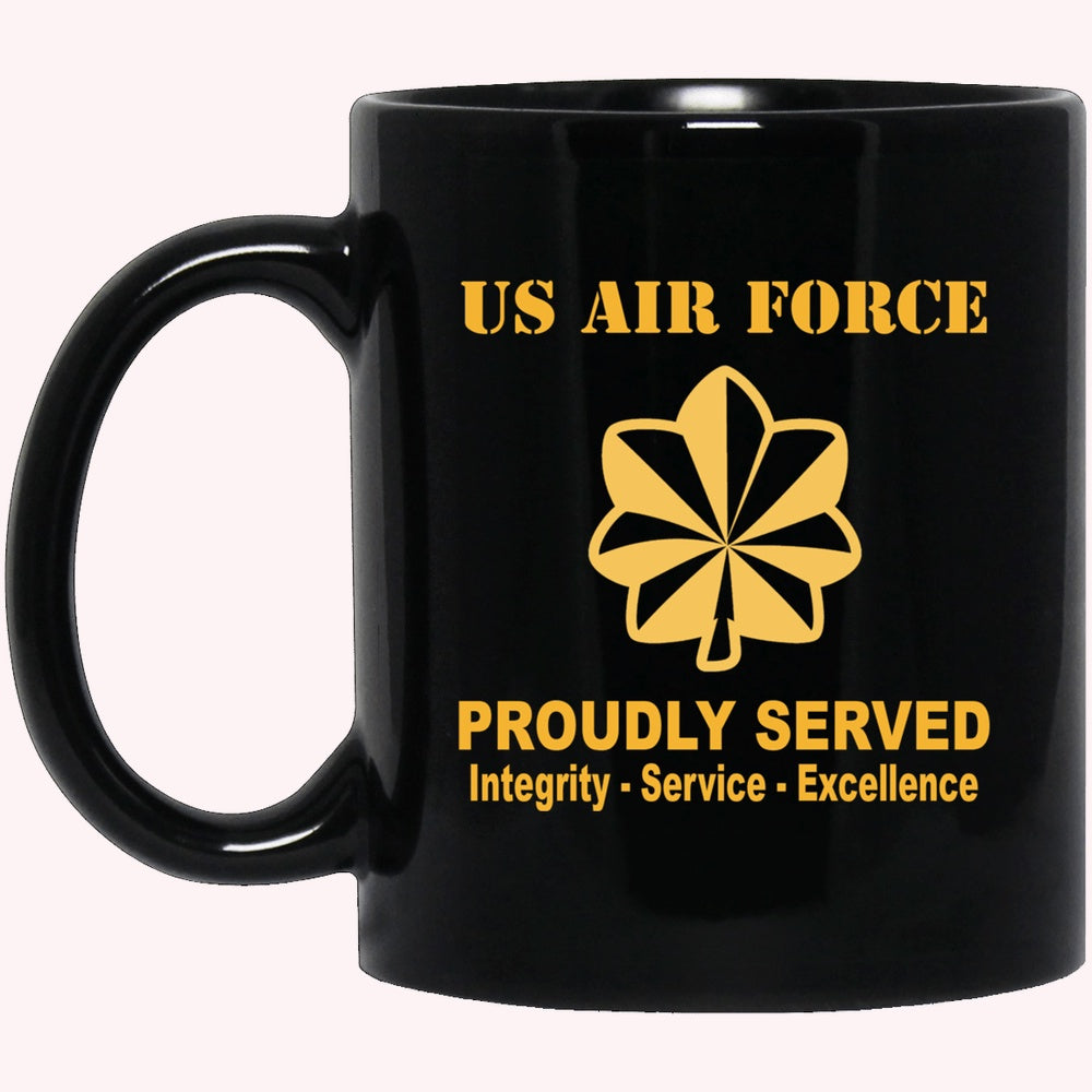 US Air Force O-4 Major Maj O4 Field Officer Ranks Proudly Served Black Mug