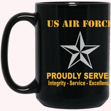 US Air Force O-7 Brigadier General Brig O7 General Officer Ranks Proudly Served Core Values Black Mug