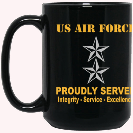 US Air Force O-8 Major General Maj G O8 General Officer Ranks Proudly Served Core Values Black Mug