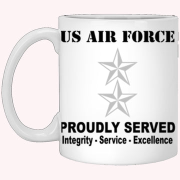 US Air Force O-8 Major General Maj G O8 General Officer Ranks Proudly Served Core Values White Mug