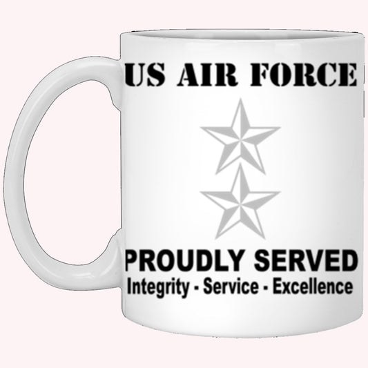 US Air Force O-8 Major General Maj G O8 General Officer Ranks Proudly Served Core Values White Mug