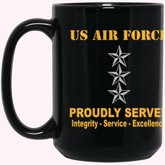 US Air Force O-9 Lieutenant General Lt Ge O9 General Officer Ranks Proudly Served Core Values Black Mug