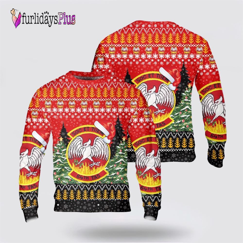 US Air Force Reserves 64th Tactical Airlift Squadron Christmas Sweater 3D, Christmas Gift For Military Personnel