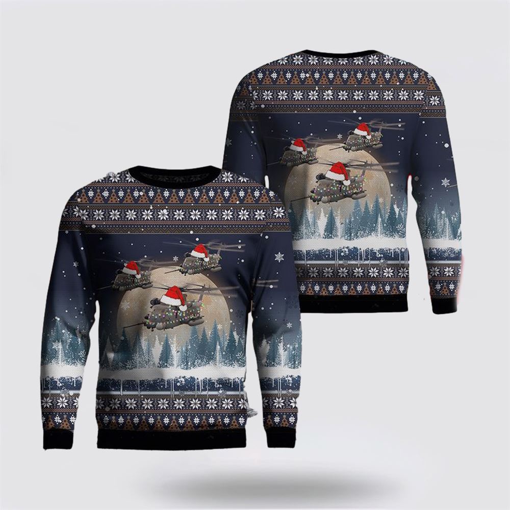 US Air Force Sikorsky MH-53 Christmas AOP Sweater, Sweater For Military Personnel