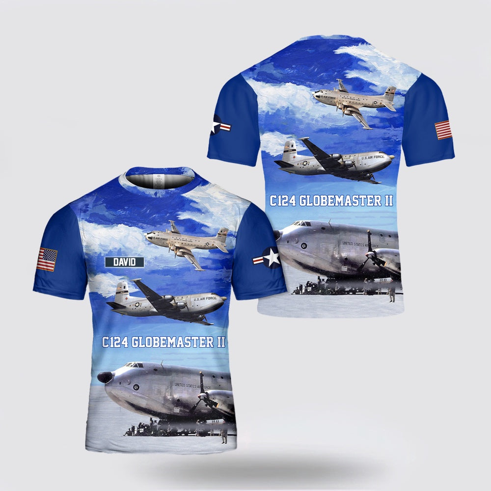 US Air Force T Shirt, Custom Name US Air Force C-124 Globemaster II Old Shaky 3D T-shirt