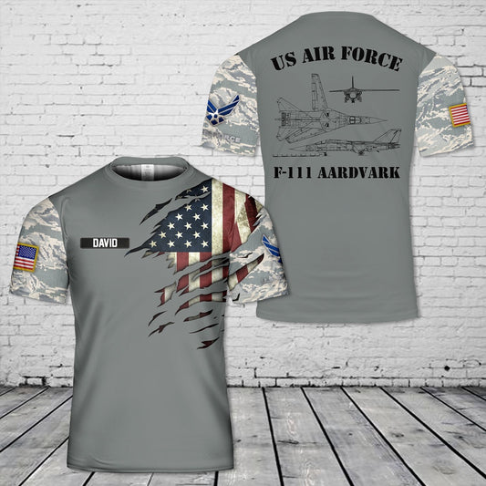 US Air Force T Shirt, Custom Name US Air Force F-111 Aardvark 3D T-Shirt