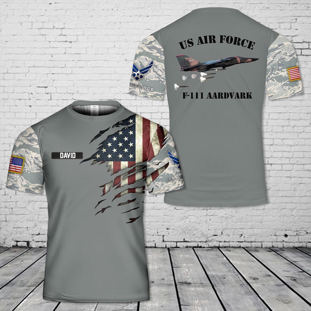 US Air Force T Shirt, Custom Name US Air Force F-111 Aardvark 3D T Shirts