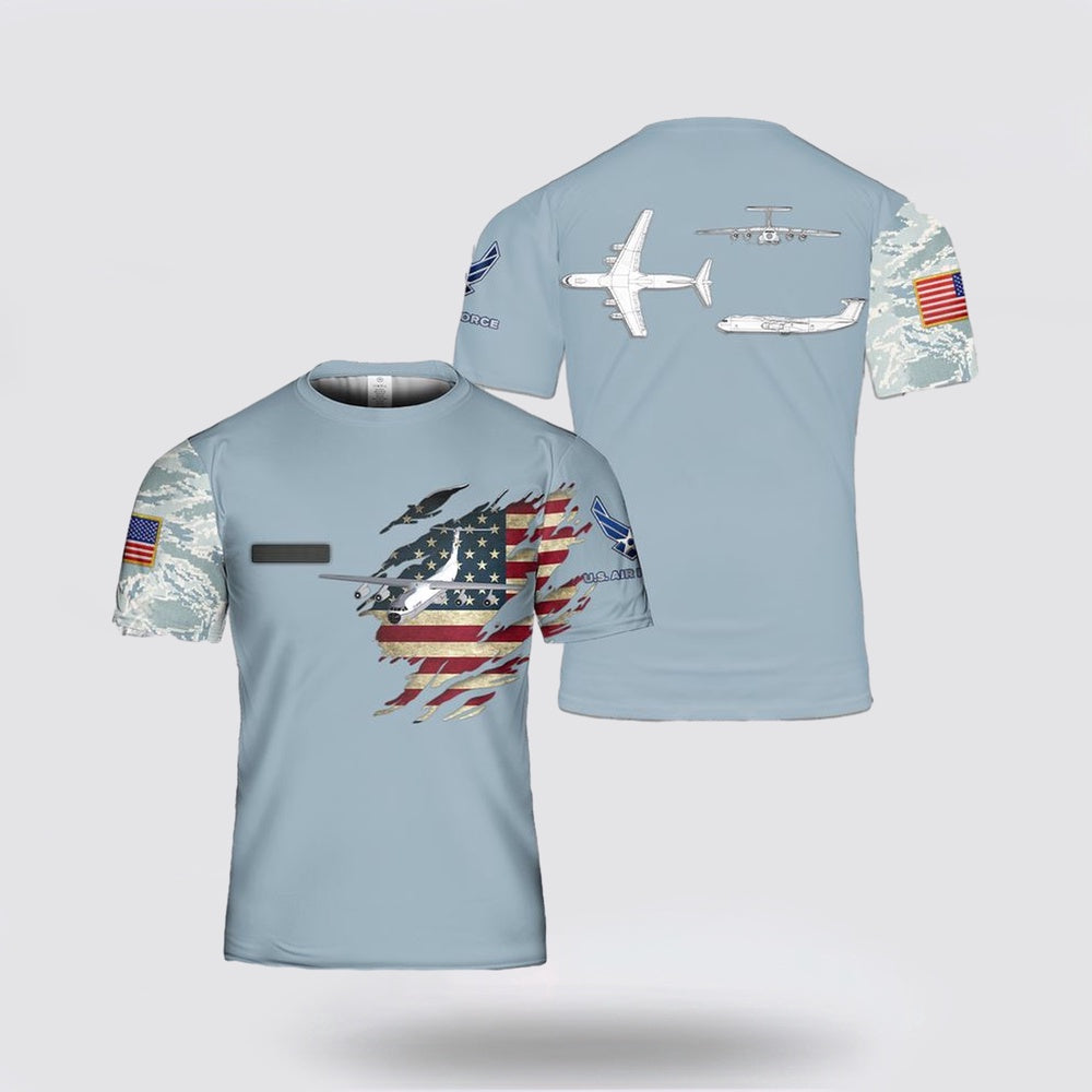 US Air Force T Shirt, Custom Name US Air Force Hanoi Taxi Lockheed C-141 Starlifter 3D T Shirt