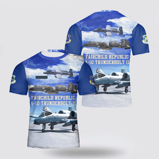 US Air Force T Shirt, Custom Name US Air Force Indiana Air National Guard 122nd Fighter Wing Fairchild Republic A-10 Thunderbolt II 3D T Shirt
