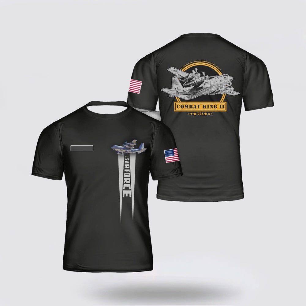 US Air Force T Shirt, Custom Name US Air Force Lockheed Martin HC-130J Combat King II 3D T Shirt