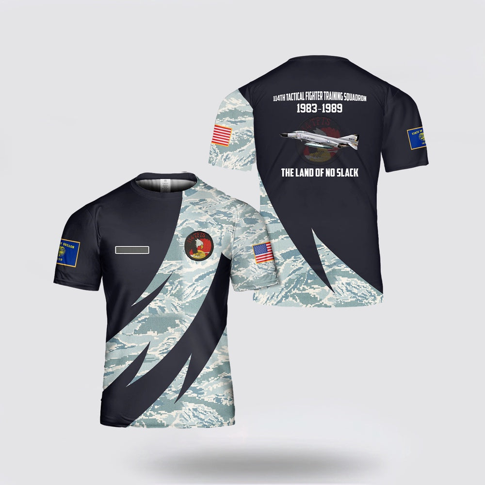 US Air Force T Shirt, Custom Name US Air Force Oregon Air National Guard, 114th Tactical Fighter Training Squadron F-4C Phantom II 3D T Shirt