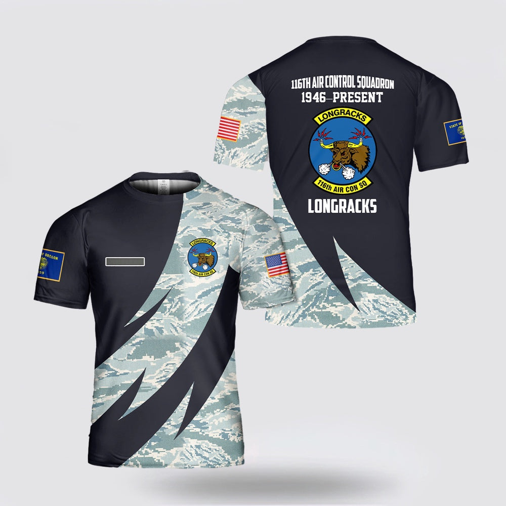 US Air Force T Shirt, Custom Name US Air Force Oregon Air National Guard, 116th Air Control Squadron 3D T Shirt