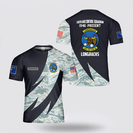 US Air Force T Shirt, Custom Name US Air Force Oregon Air National Guard, 116th Air Control Squadron 3D T Shirt