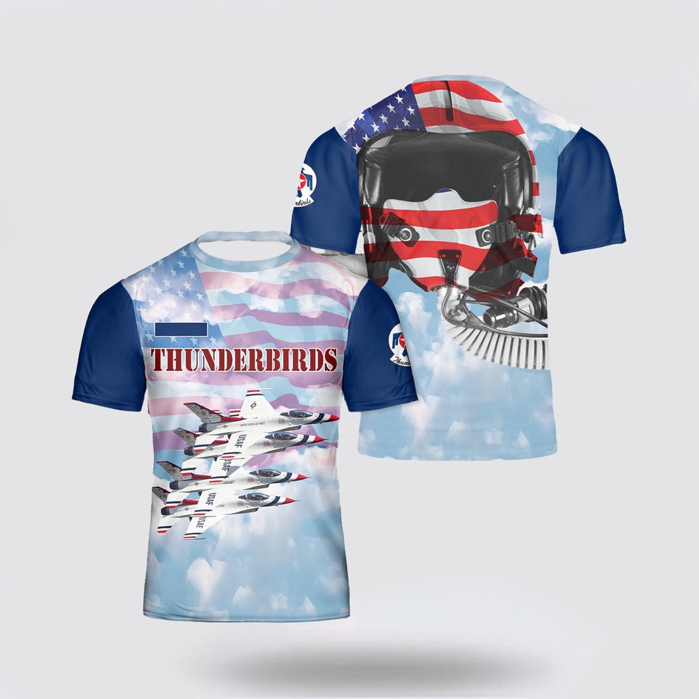 US Air Force T Shirt, Custom Name US Air Force Thunderbirds 3D T Shirt