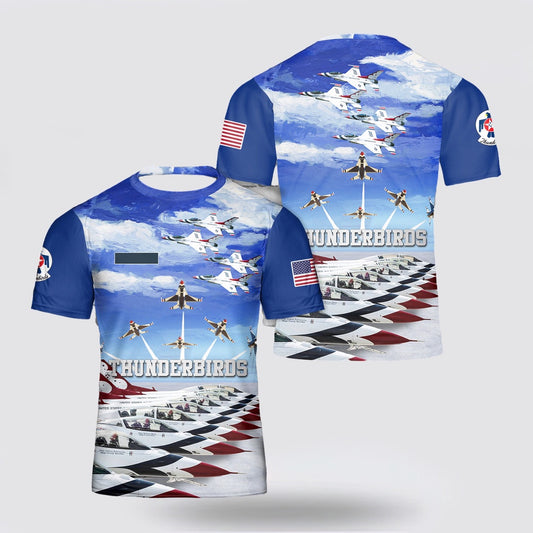 US Air Force T Shirt, Custom Name US Air Force Thunderbirds All Over Printed 3D T Shirt