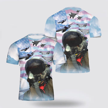US Air Force T Shirt, US Air Force McDonnell Douglas F-15 Eagle Pilot Flying 3D T Shirt, US Air Force Shirt