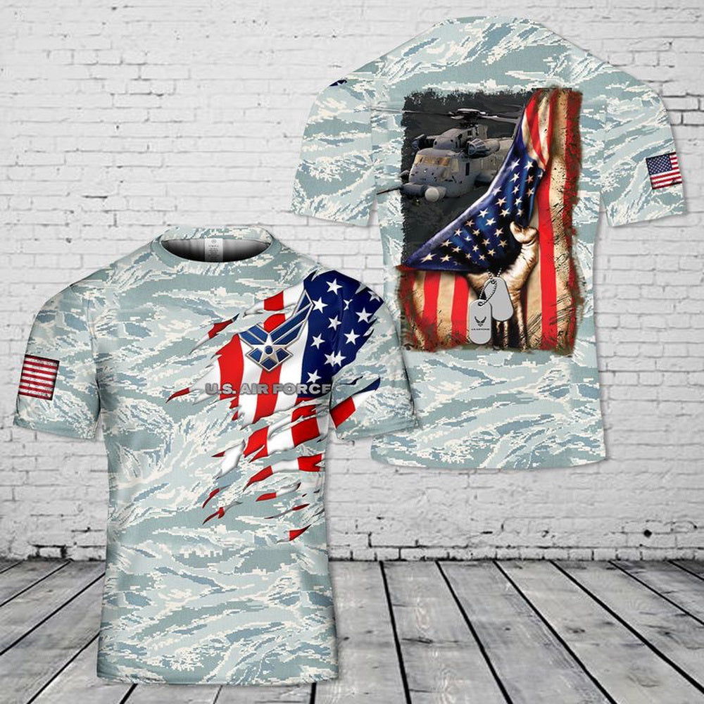 US Air Force T Shirt, US Air Force Sikorsky MH-53 Pave Low 3D T-shirt, US Air Force Shirt