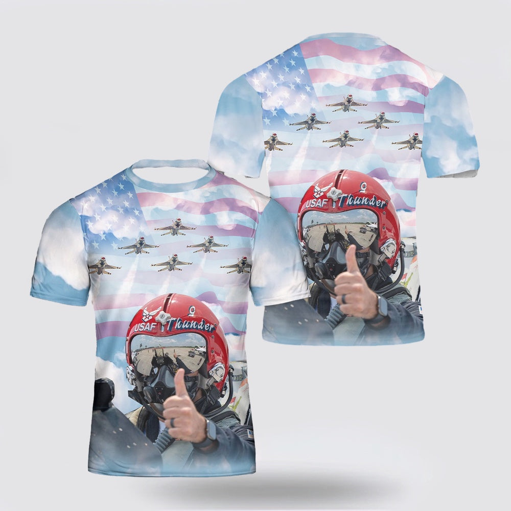 US Air Force T Shirt, US Air Force Thunderbirds 5 Thunder 3D T Shirt, US Air Force Shirt