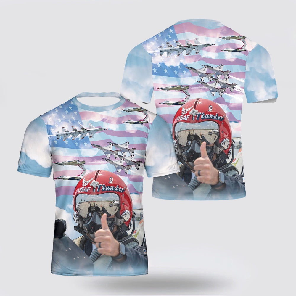 US Air Force T Shirt, US Air Force Thunderbirds Thunder 5 3D T Shirt, US Air Force Shirt