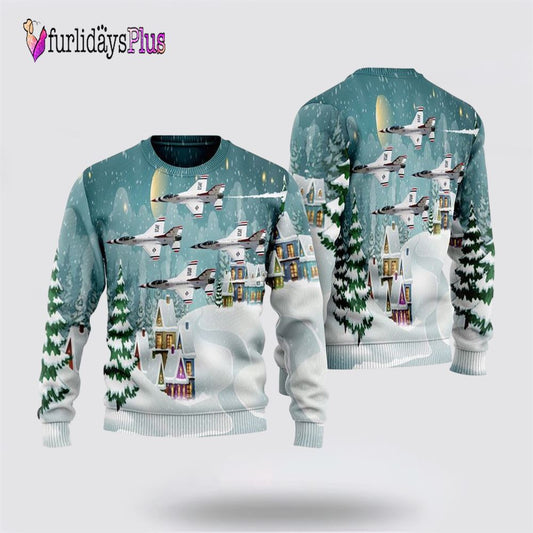 US Air Force Thunderbirds Christmas Sweater 3D, Christmas Gift For Military Personnel