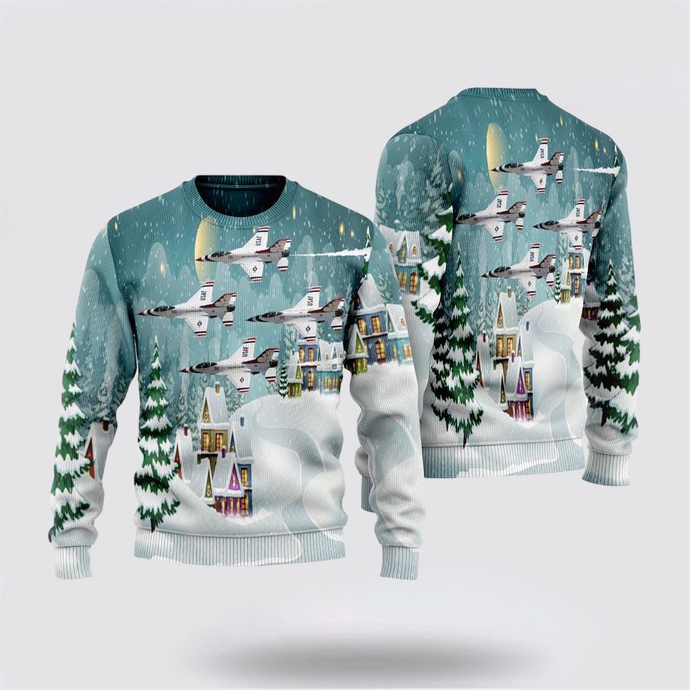 US Air Force Thunderbirds Christmas Sweater 3D, Sweater For Military Personnel