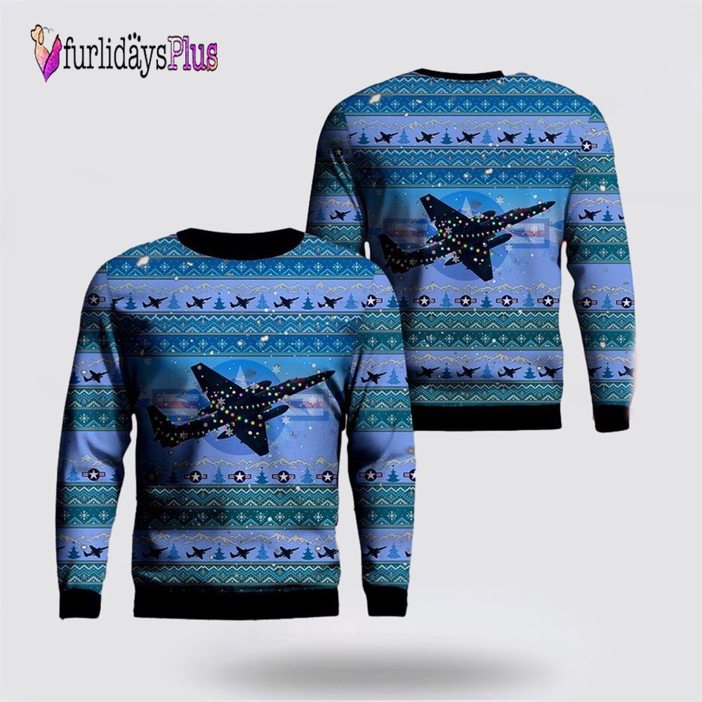 US Air Force U-2 Dragon Lady Christmas AOP Sweater, Christmas Gift For Military Personnel
