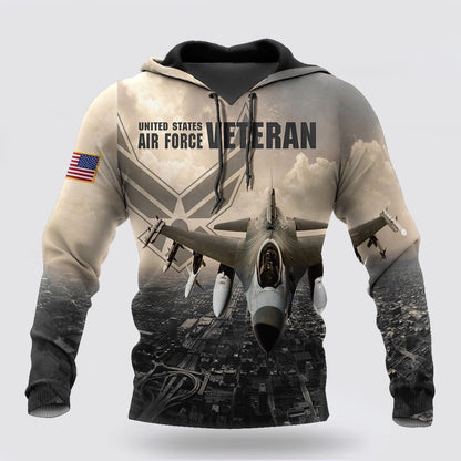Us Air Force Hoodie, US Air Force Veteran All Over Printed Unisex Hoodie