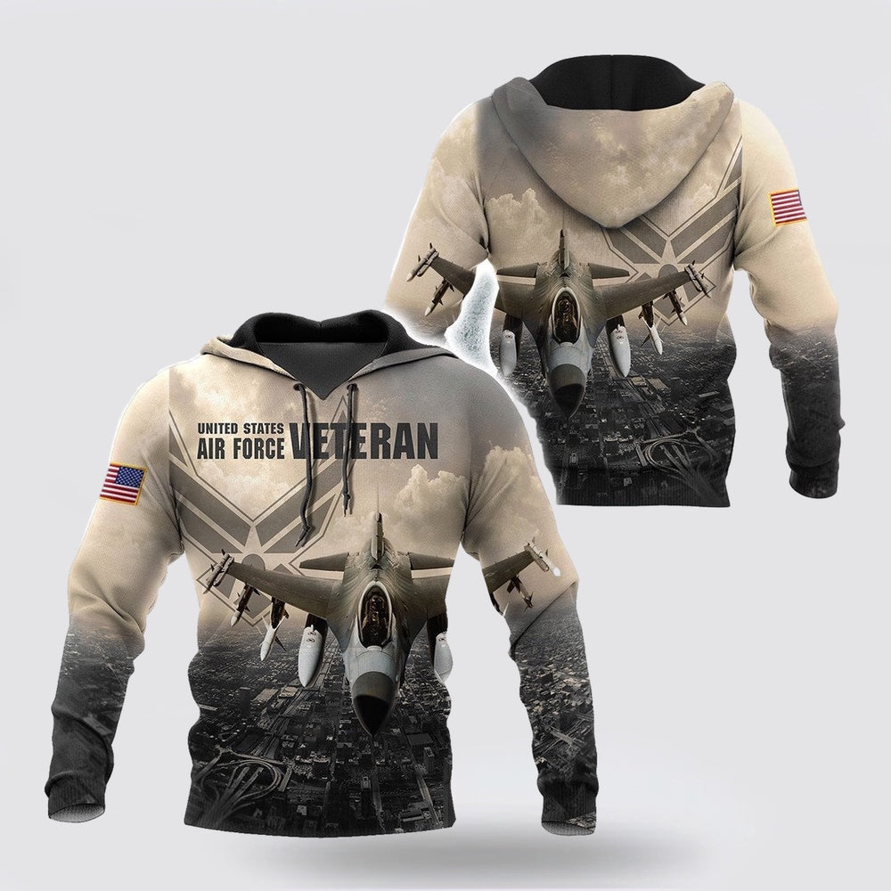 Us Air Force Hoodie, US Air Force Veteran All Over Printed Unisex Hoodie