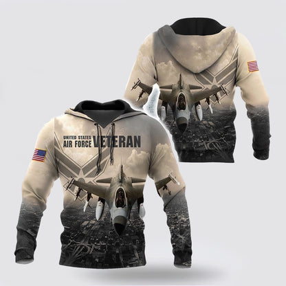 Us Air Force Hoodie, US Air Force Veteran All Over Printed Unisex Hoodie