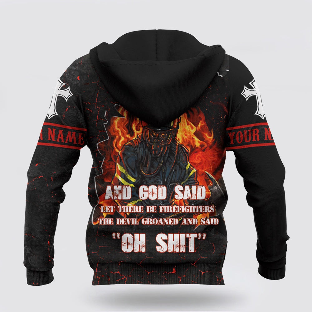 Us Army Hoodie, US Army Firefighter And Devil Jesus Customized 3D All Over Printed Hoodie