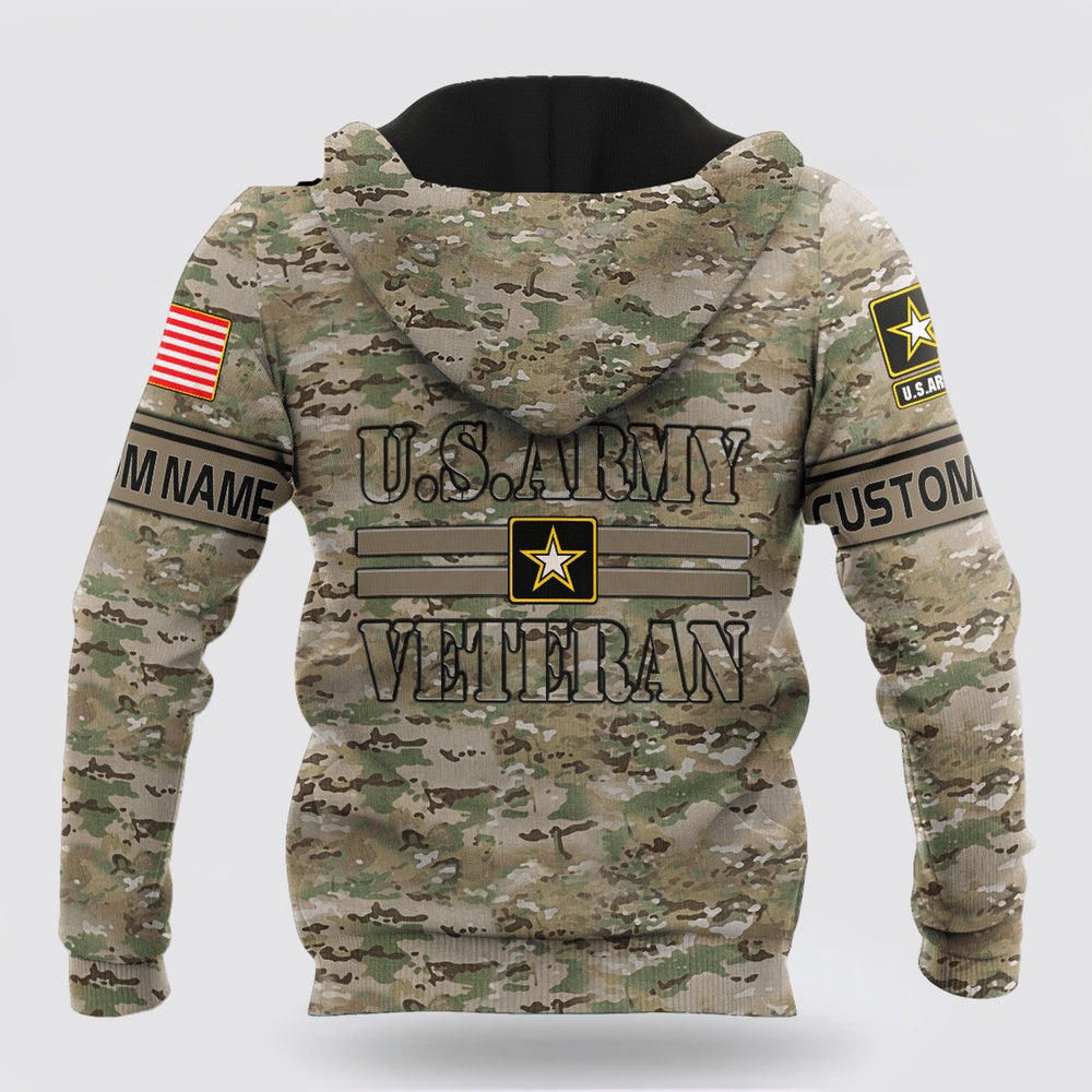 Us Army Hoodie, US Army Veteran Personalized Name Unisex Hoodie
