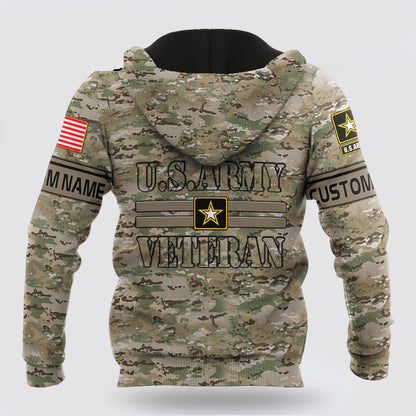 Us Army Hoodie, US Army Veteran Personalized Name Unisex Hoodie