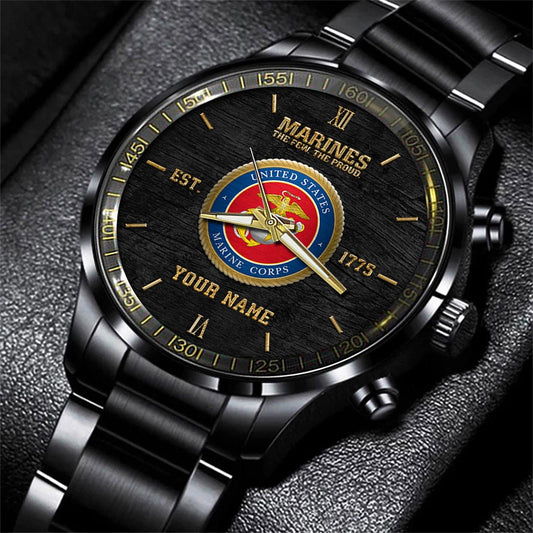 US Marine Corps Black Fashion Watch Personalized Name, Military Watch, Military Style Watches, Watch For Soldiers