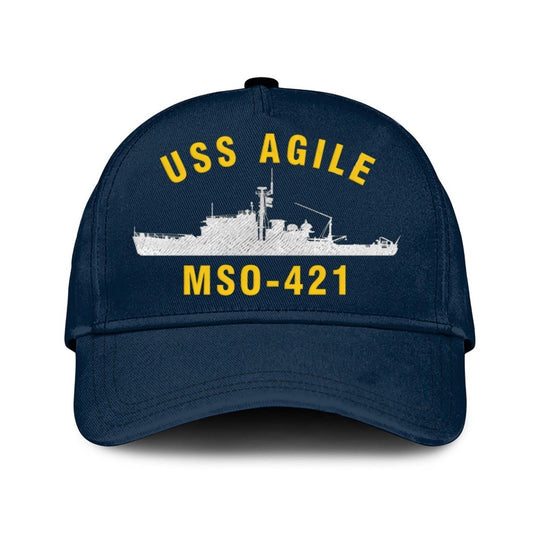 US Navy Ball Caps, Uss Agile Mso-421 Classic Baseball Cap, Custom Embroidered Us Navy Ships Classic Cap, Navy Veteran Ball Caps