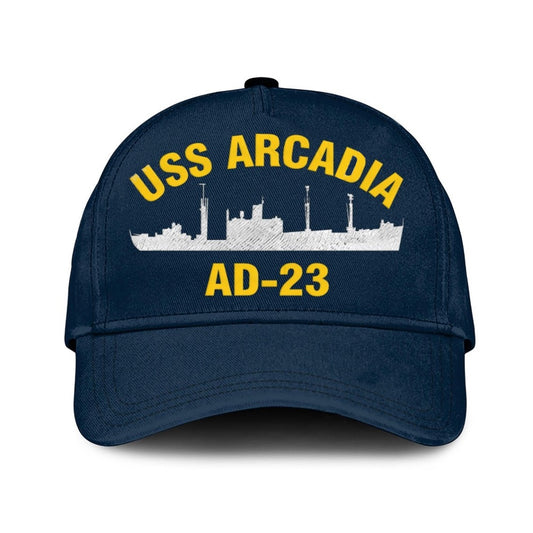 US Navy Ball Caps, Uss Arcadia Ad-23 Classic Baseball Cap, Custom Embroidered Us Navy Ships Classic Cap, Navy Veteran Ball Caps