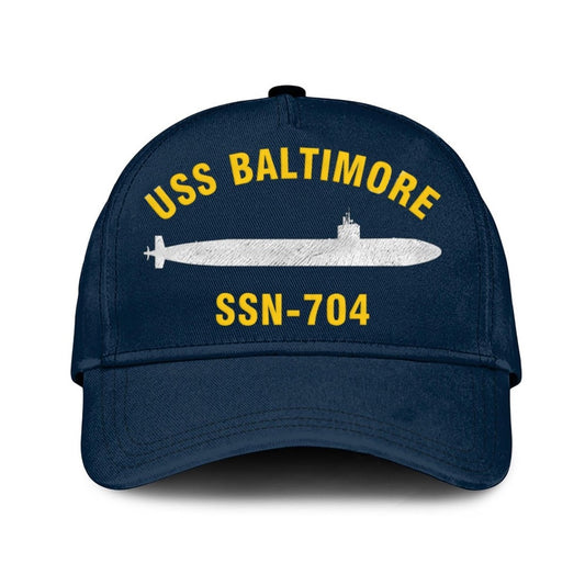 US Navy Ball Caps, Uss Baltimore Ssn-704 Classic Baseball Cap, Custom Embroidered Us Navy Ships Classic Cap, Navy Veteran Ball Caps