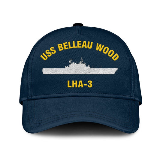 US Navy Ball Caps, Uss Belleau Wood Lha-3 Classic Cap, Custom Embroidered Us Navy Ships Classic Baseball Cap, Navy Veteran Ball Caps